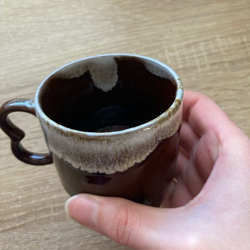 Set of 4 Brown Drip Glazed Mugs - MCM Made in Japan Mugs - Picture 6 of 8